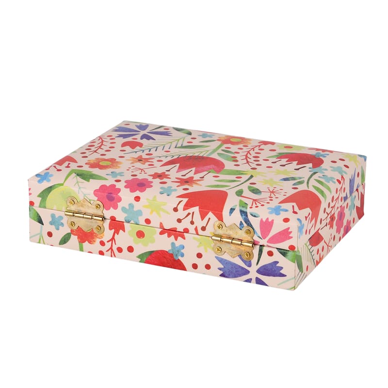 Red Flower Faux Leather Jewelry Box