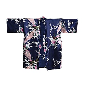 La Marey Navy Floral Pattern Pajama Robes Kimono - One Size Fits Most