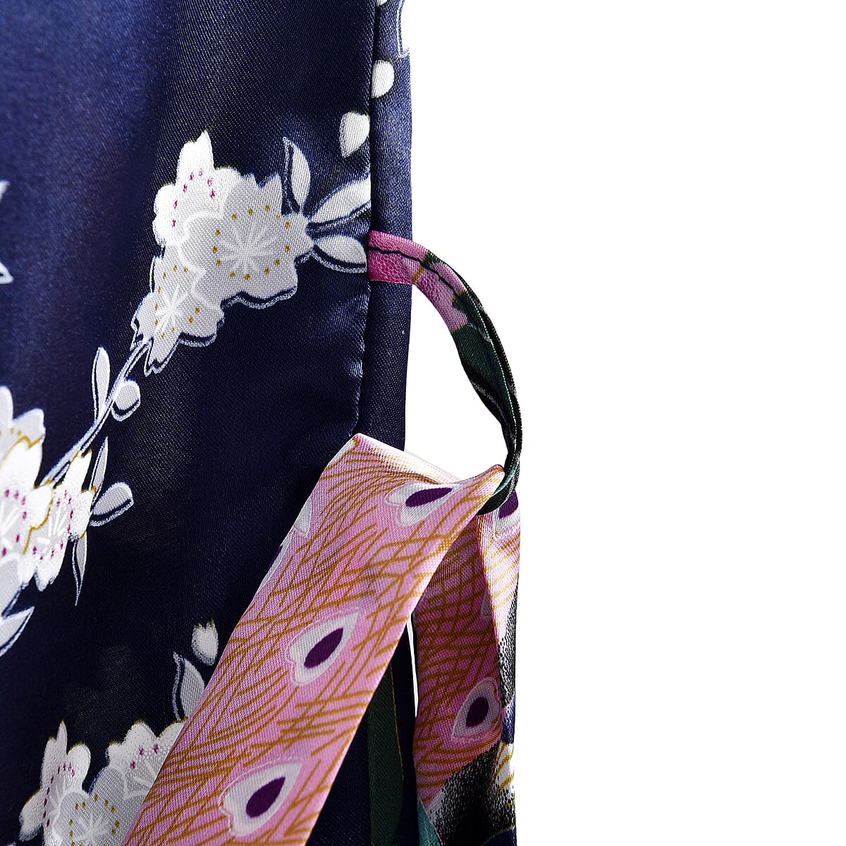 La Marey Navy Floral Pattern Pajama Robes Kimono - One Size Fits Most image number 2