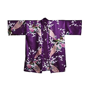 La Marey Purple Floral Pattern Pajama Robes Kimono - One Size Fits Most