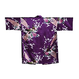 La Marey Purple Floral Pattern Pajama Robes Kimono - One Size Fits Most