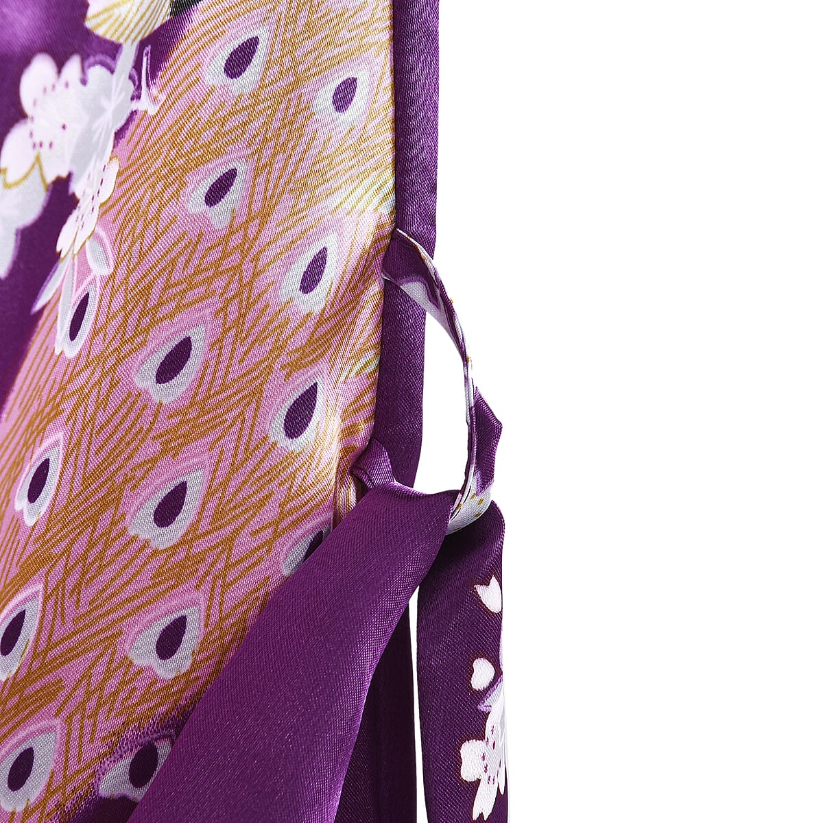 La Marey Purple Floral Pattern Pajama Robes Kimono - One Size Fits Most image number 2