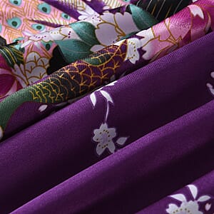 La Marey Purple Floral Pattern Pajama Robes Kimono - One Size Fits Most