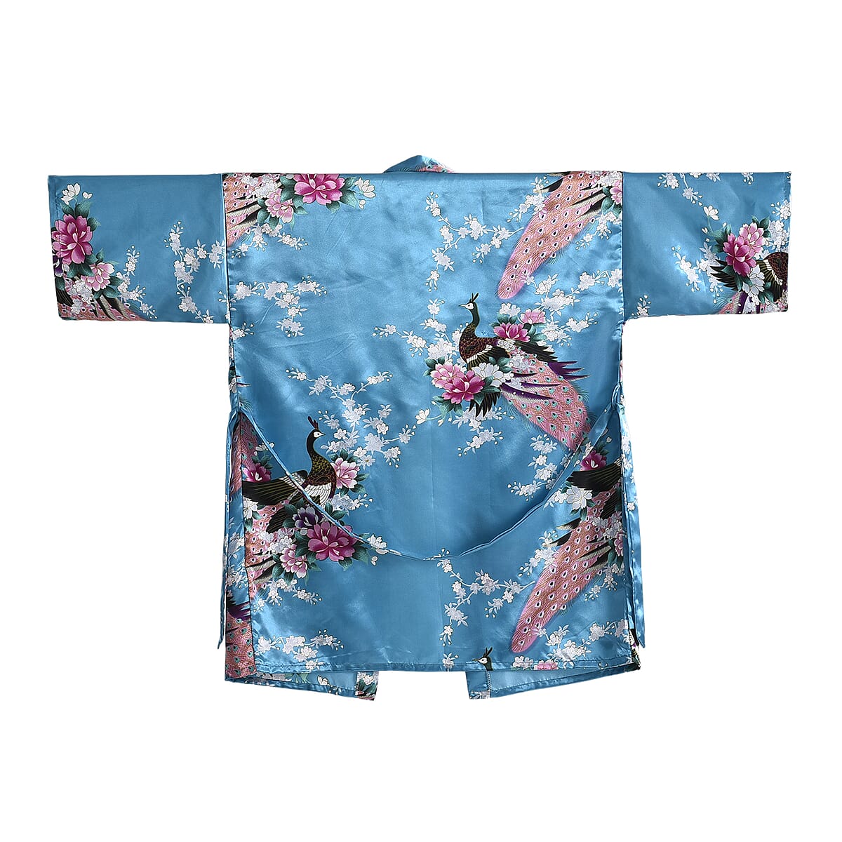La Marey Lake Blue Floral Pattern Pajama Robes Kimono - One Size Fits Most image number 1