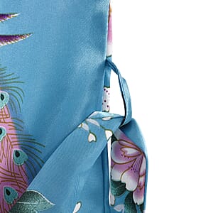 La Marey Lake Blue Floral Pattern Pajama Robes Kimono - One Size Fits Most
