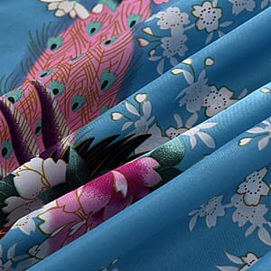 La Marey Lake Blue Floral Pattern Pajama Robes Kimono - One Size Fits Most