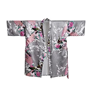 La Marey Gray Floral Pattern Pajama Robes Kimono - One Size Fits Most