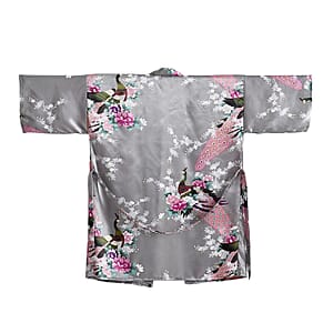 La Marey Gray Floral Pattern Pajama Robes Kimono - One Size Fits Most