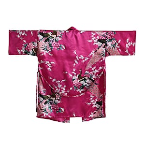 La Marey Rose Pink Floral Pattern Pajama Robes Kimono - One Size Fits Most