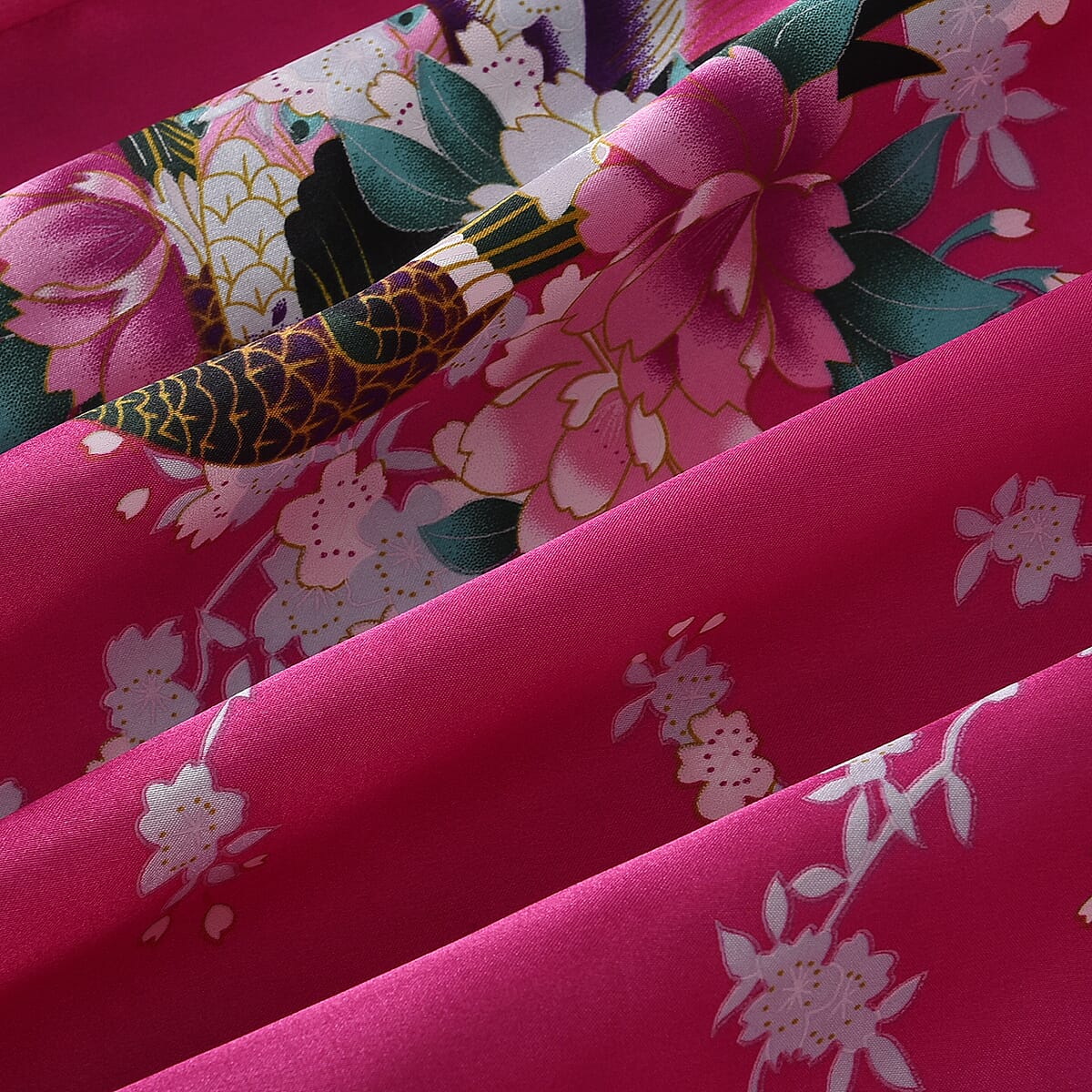 La Marey Rose Pink Floral Pattern Pajama Robes Kimono - One Size Fits Most image number 3