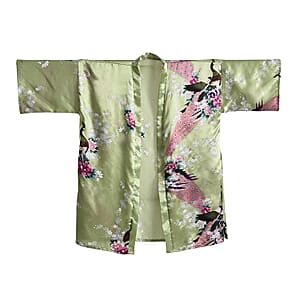 La Marey Green Floral Pattern Pajama Robes Kimono - One Size Fits Most