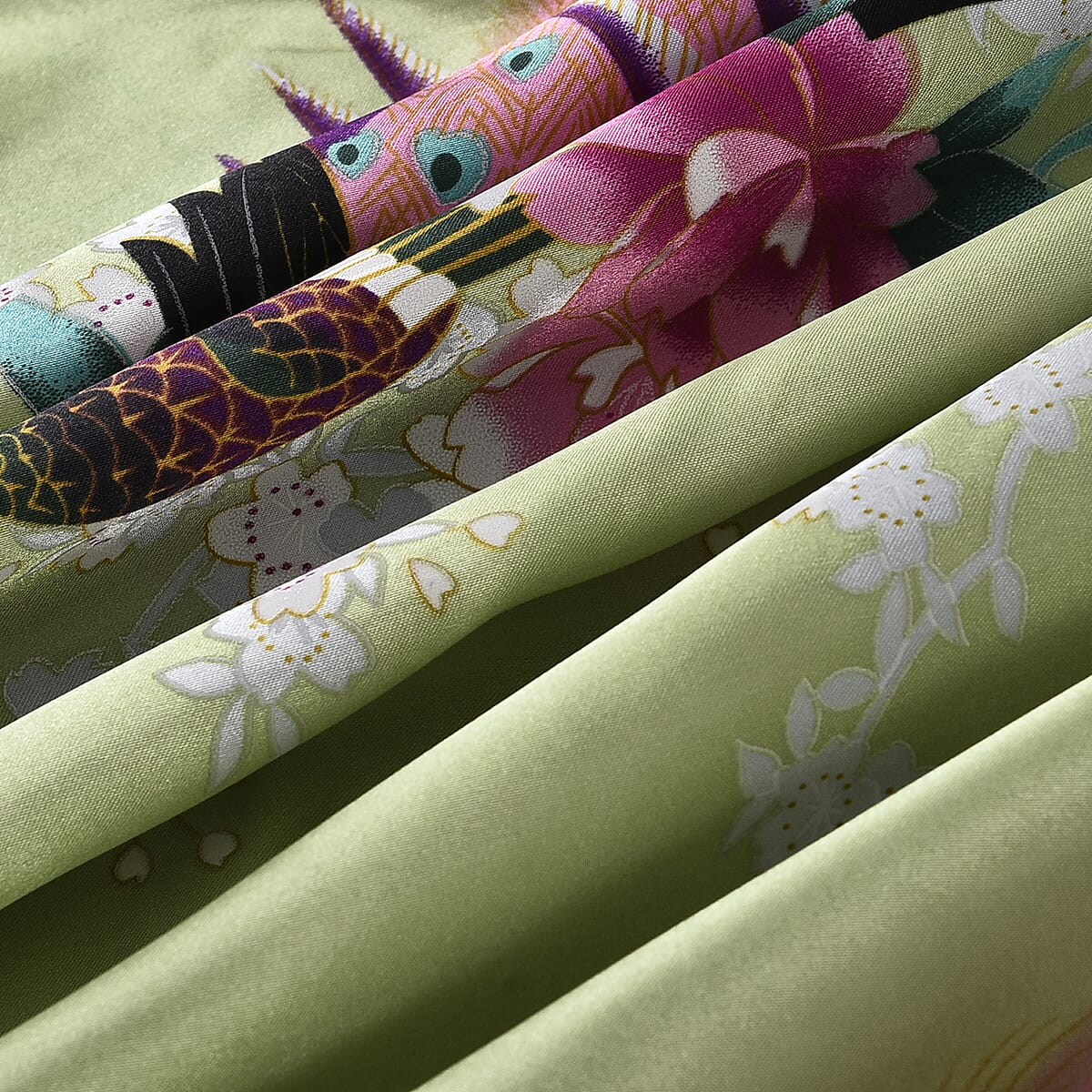La Marey Green Floral Pattern Pajama Robes Kimono - One Size Fits Most image number 3