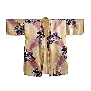La Marey Yellow Floral Pattern Pajama Robes Kimono - One Size Fits Most