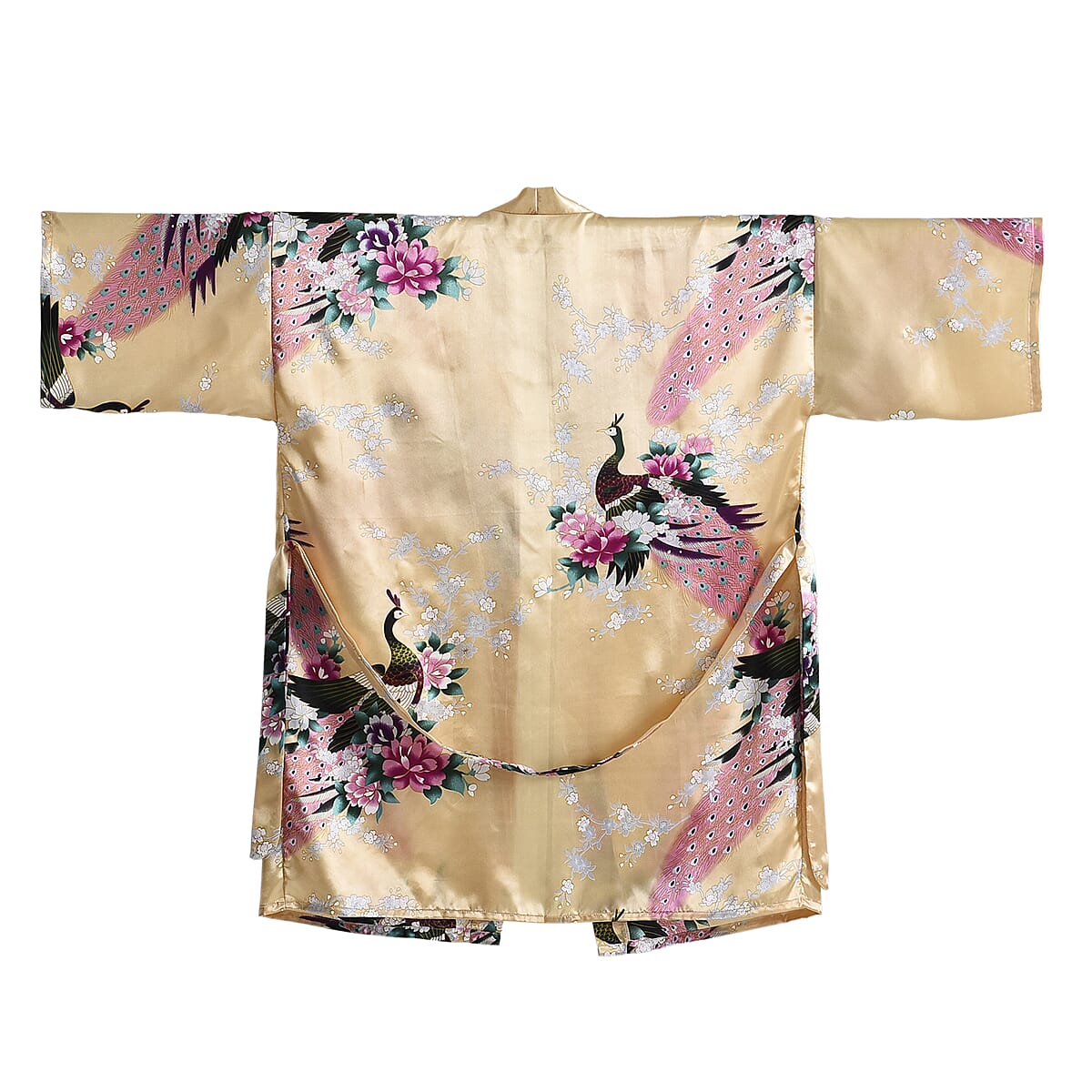 La Marey Yellow Floral Pattern Pajama Robes Kimono - One Size Fits Most image number 1