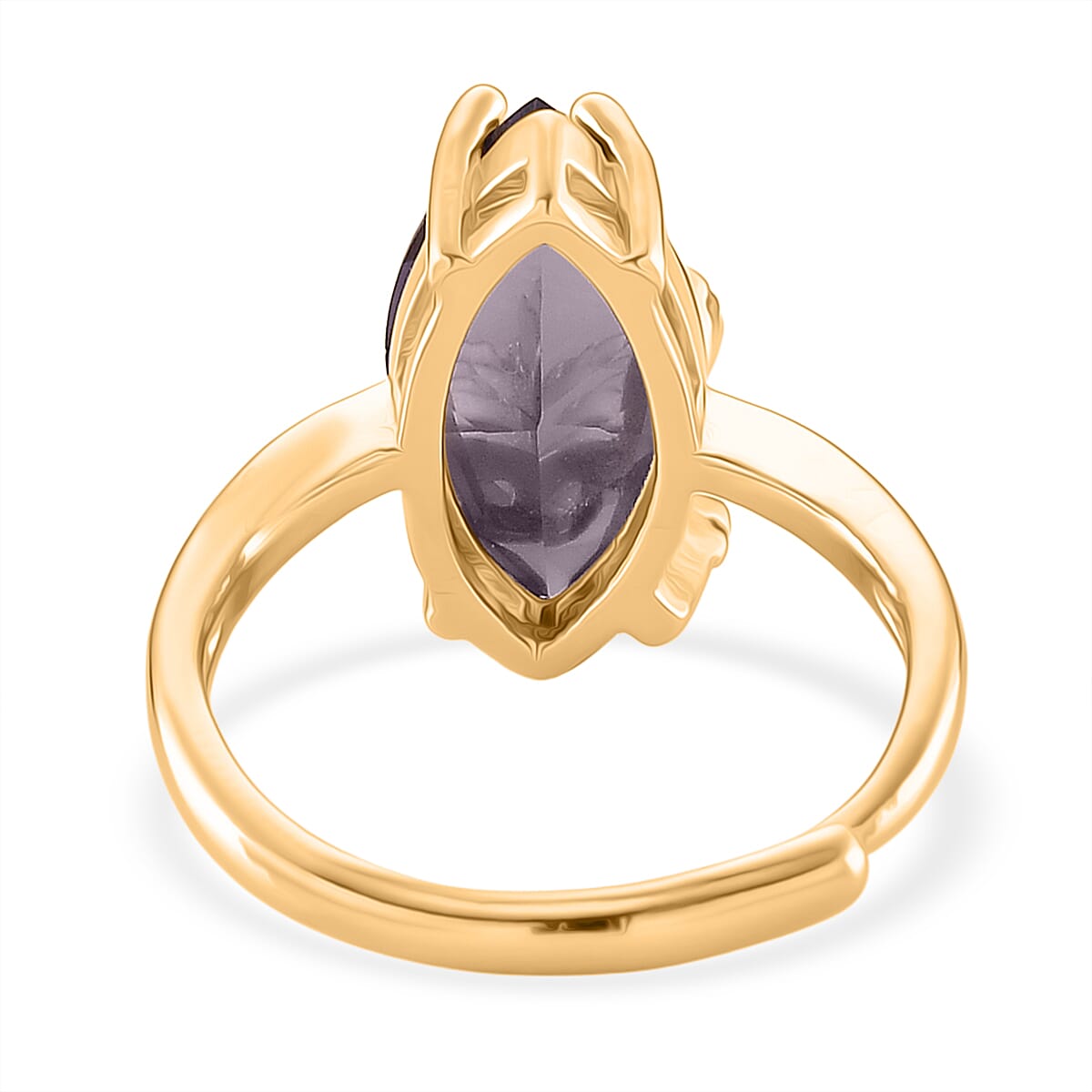 African Amethyst and Simulated Diamond 5.10 ctw Ring (Adjustable) in Goldtone