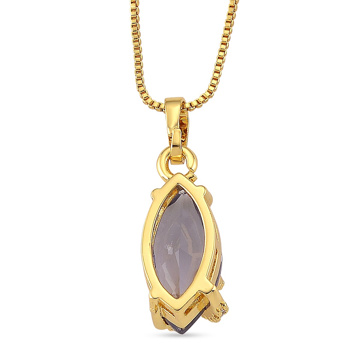 African Amethyst and Simulated Diamond 6.10 ctw Necklace in Goldtone 18-20 Inches