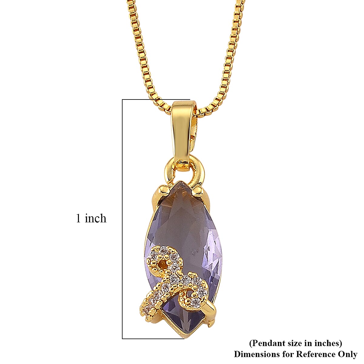 African Amethyst and Simulated Diamond 6.10 ctw Necklace in Goldtone 18-20 Inches