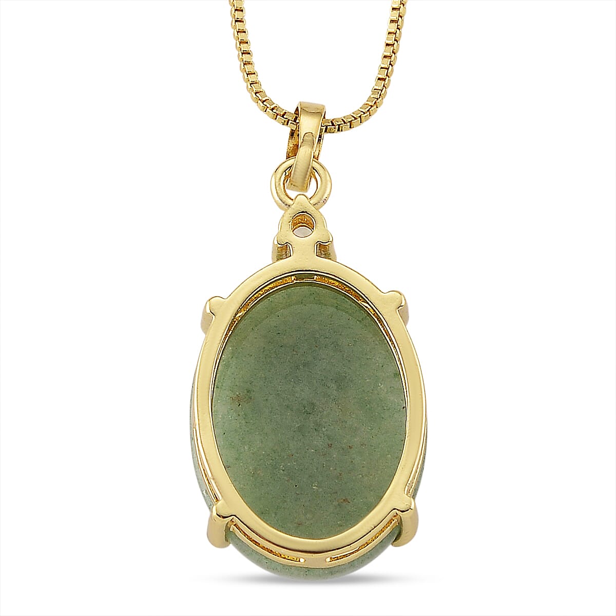 Green Aventurine and Simulated Diamond 20.20 ctw Necklace in Goldtone 18-20 Inches