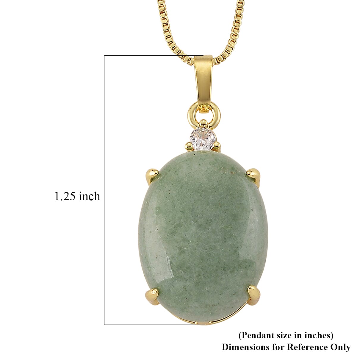Green Aventurine and Simulated Diamond 20.20 ctw Necklace in Goldtone 18-20 Inches