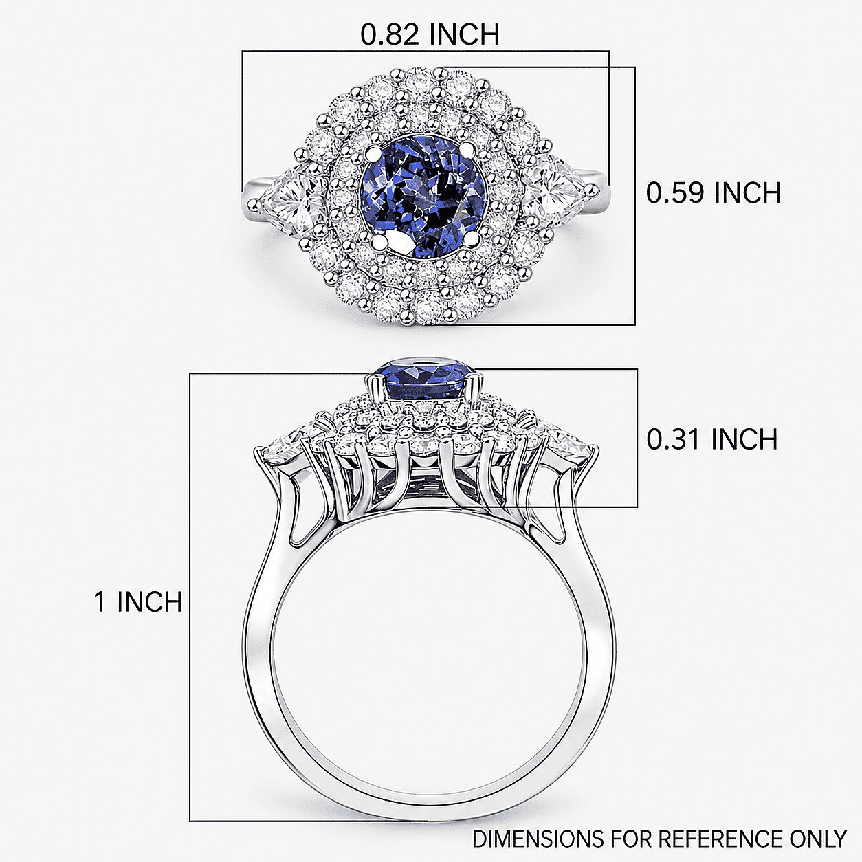 Certified & Appraised D'Joy Tanzanite and Moissanite 2.25 ctw Ring in Rhodium Over Sterling Silver (Size 10.0)