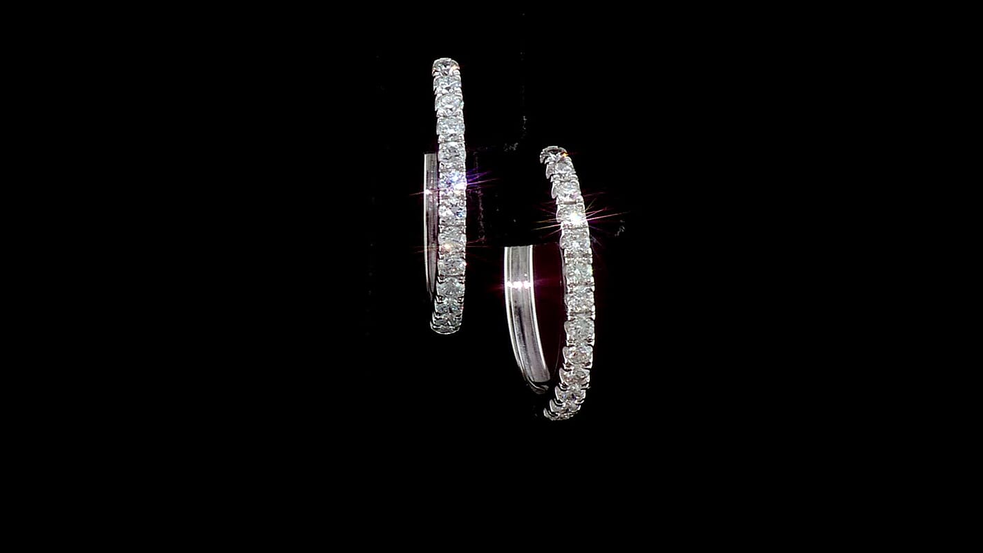 Luxuriant Lab Grown Diamond G-H SI 1.10 ctw Eternity Hoop Earrings in Rhodium Over Sterling Silver