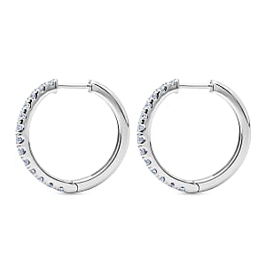 Luxuriant Lab Grown Diamond G-H SI 1.10 ctw Eternity Hoop Earrings in Rhodium Over Sterling Silver