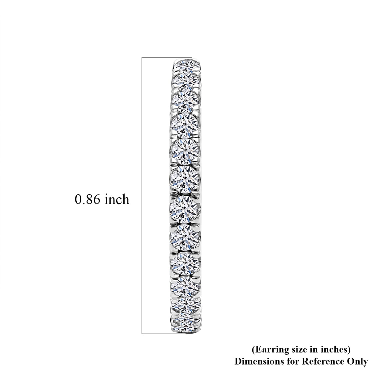 Luxuriant Lab Grown Diamond G-H SI 1.10 ctw Eternity Hoop Earrings in Rhodium Over Sterling Silver image number 4