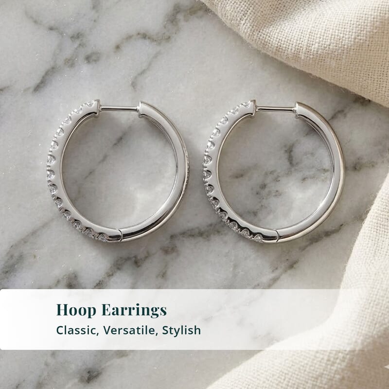 Doorbuster Luxuriant Lab Grown Diamond G-H SI 1.10 ctw Eternity Hoop Earrings in Rhodium Over Sterling Silver