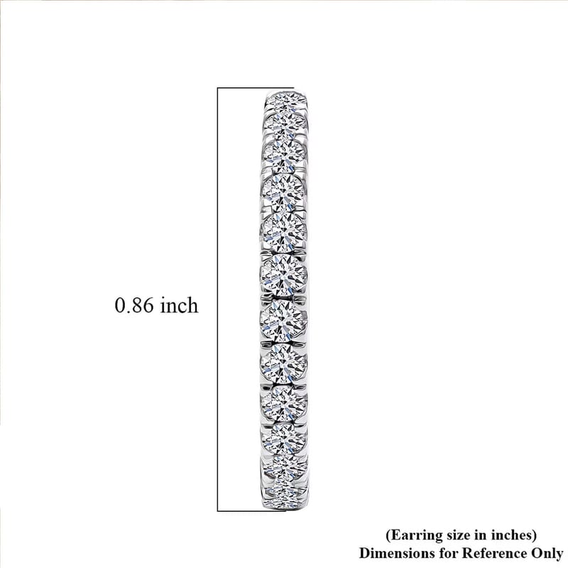 Doorbuster Luxuriant Lab Grown Diamond G-H SI 1.10 ctw Eternity Hoop Earrings in Rhodium Over Sterling Silver