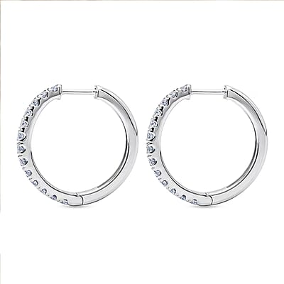 Luxuriant Lab Grown Diamond G-H SI 1.10 ctw Eternity Hoop Earrings in Rhodium Over Sterling Silver