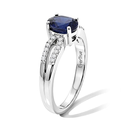 EverTrue Masoala Sapphire (D) and Moissanite 1.40 ctw Ring in Platinum Bond (Size 7.0)