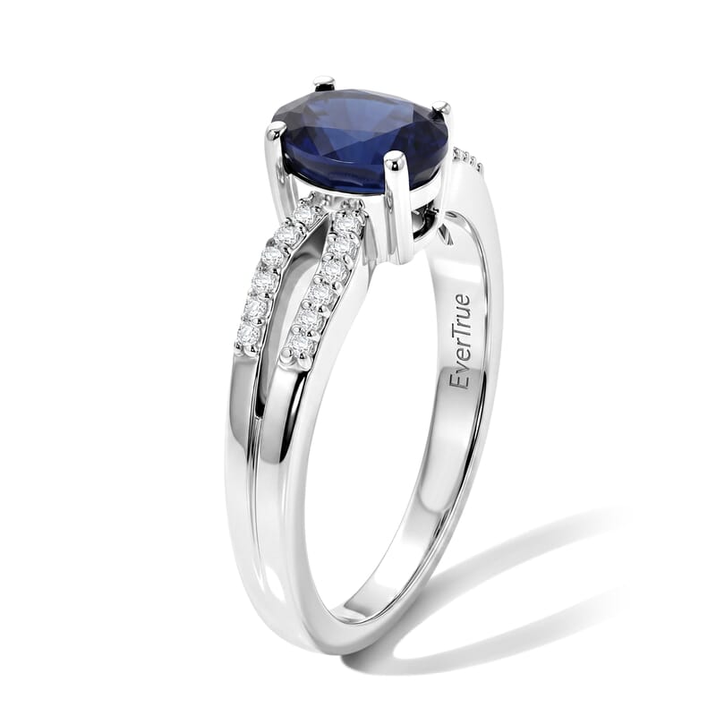 EverTrue Masoala Sapphire (D) and Moissanite 1.40 ctw Ring in Platinum Bond (Size 7.0)