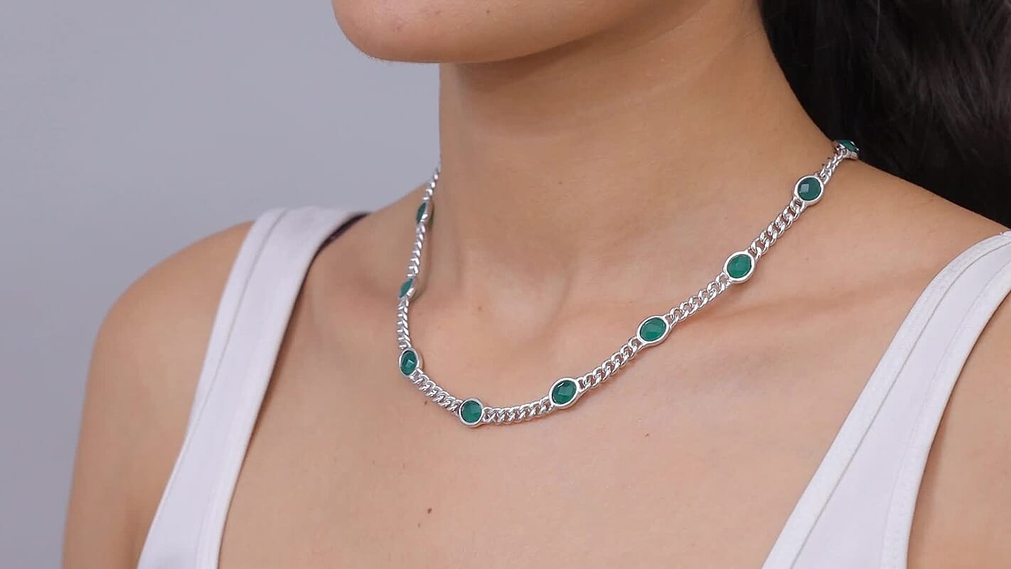 EverTrue Verde Onyx Necklace in Platinum Bond (18 Inches) 19.30 ctw