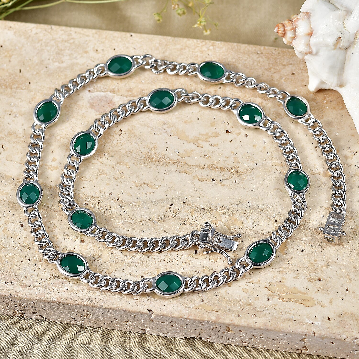 EverTrue Verde Onyx 19.30 ctw Enchanted Forest Necklace in Platinum Bond 18 Inches