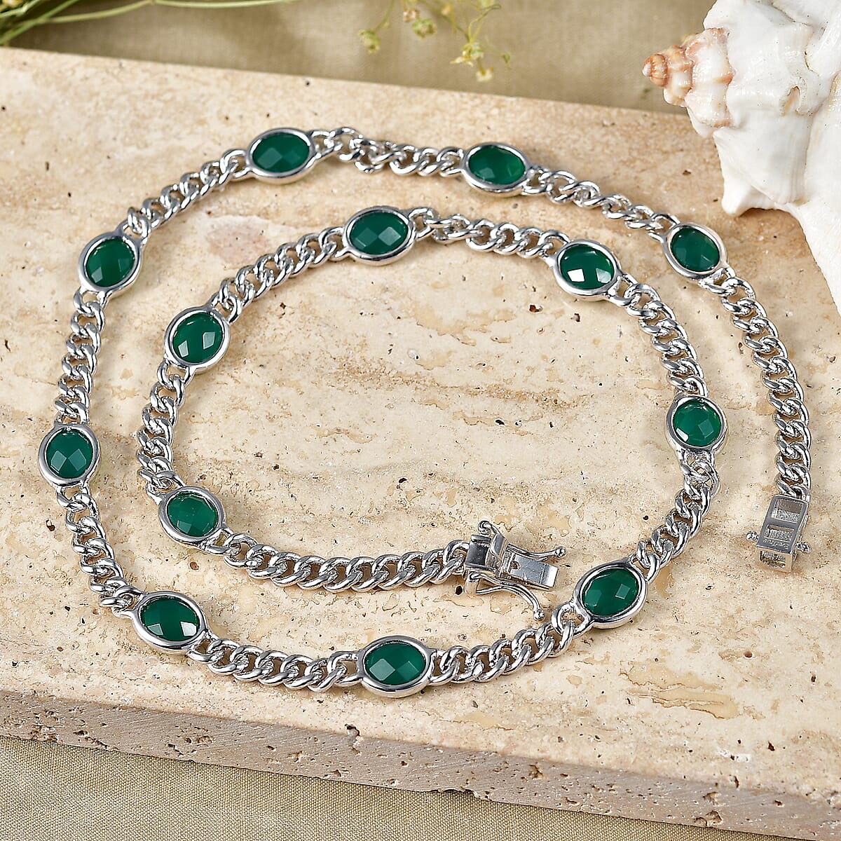 EverTrue Verde Onyx 19.30 ctw Enchanted Forest Necklace in Platinum Bond 18 Inches (Ships in 10-12 Days) image number 1