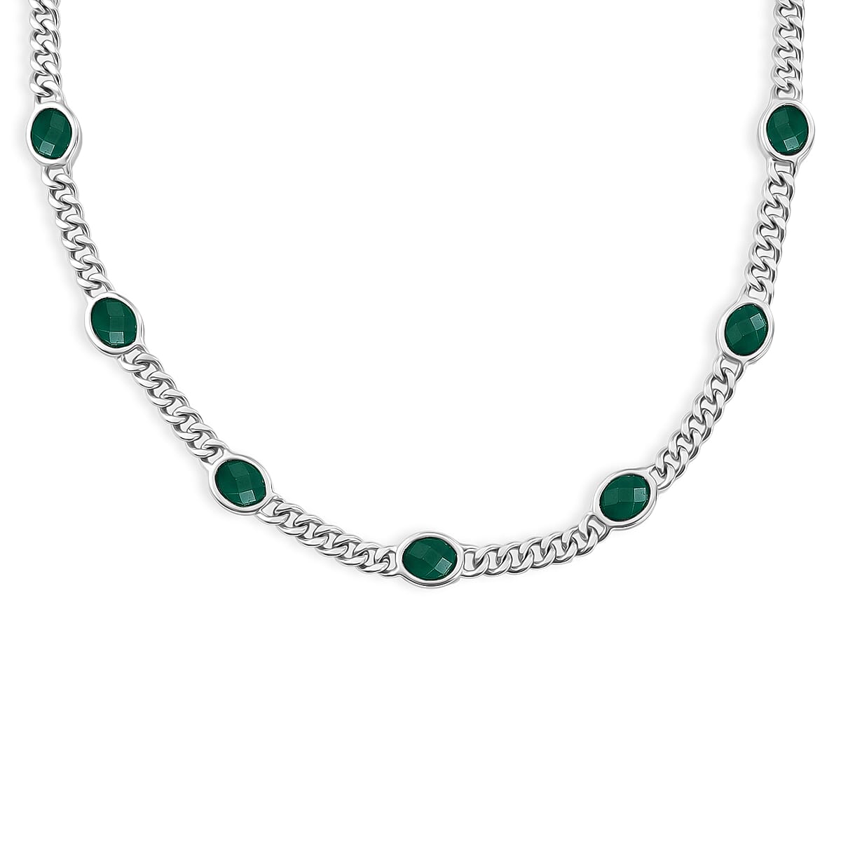 EverTrue Verde Onyx 19.30 ctw Enchanted Forest Necklace in Platinum Bond 18 Inches (Ships in 10-12 Days) image number 3
