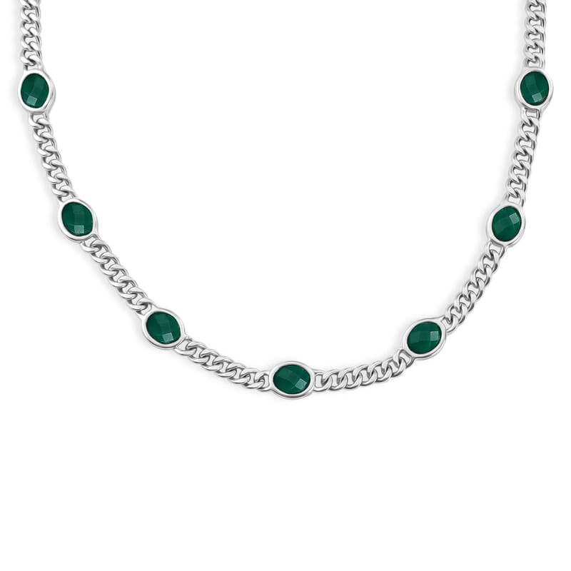 EverTrue Verde Onyx 19.30 ctw Enchanted Forest Necklace in Platinum Bond 18 Inches