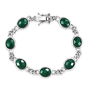 EverTrue Verde Onyx 20.20 ctw Regal Forest Bracelet in Platinum Bond (7.25 In)