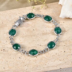 EverTrue Verde Onyx 20.20 ctw Regal Forest Bracelet in Platinum Bond (7.25 In)