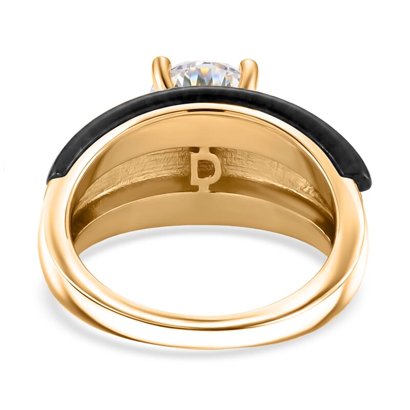 D'Joy Moissanite and Black Jade (D) 5.70 ctw Band Ring 14K Yellow Gold Over Sterling Silver (Size 5.0)