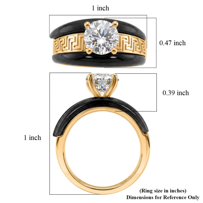 D'Joy Moissanite and Black Jade (D) 5.70 ctw Band Ring 14K Yellow Gold Over Sterling Silver (Size 5.0)
