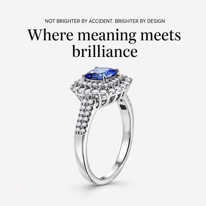 Certified & Appraised D'Joy Tanzanite and Moissanite 2.15 ctw Ring in Rhodium Over Sterling Silver (Size 6.0)