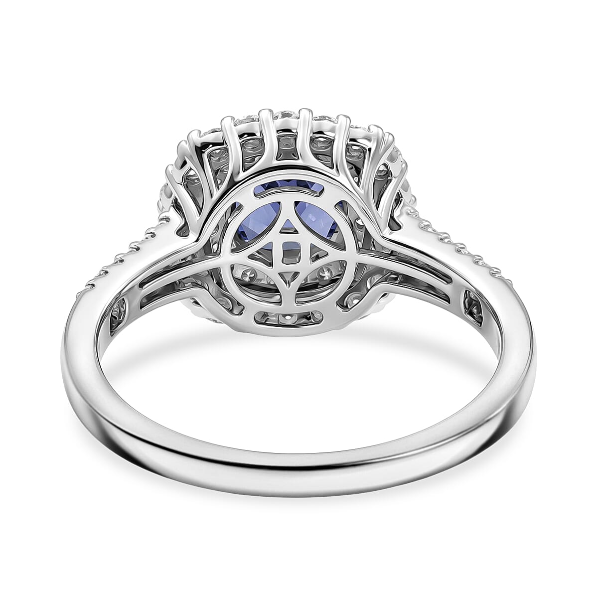 D'Joy Certified & Appraised Tanzanite and Moissanite 2.15 ctw Ring in Rhodium Over Sterling Silver (Size 7.0) image number 4