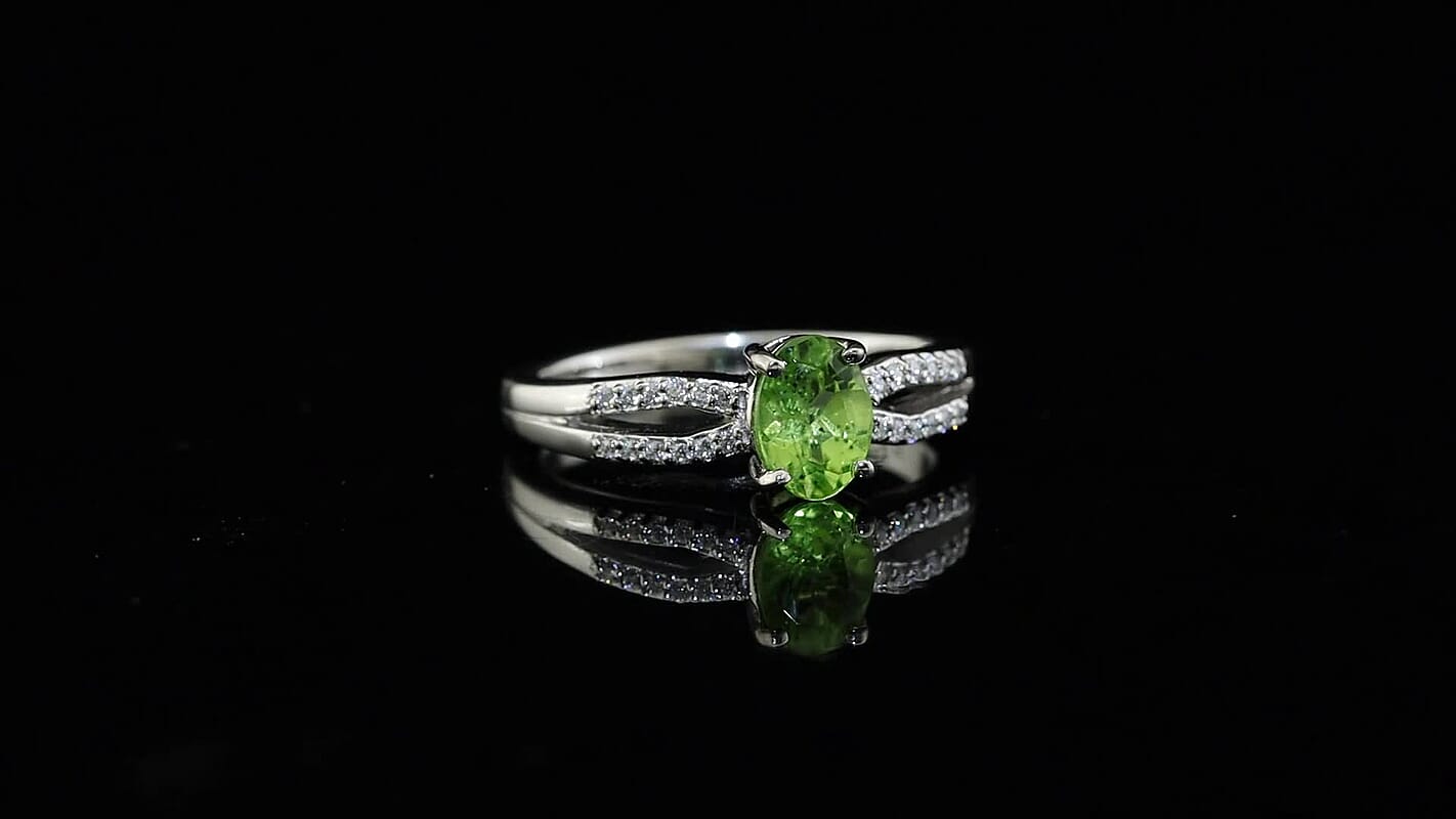 EverTrue Hebei Peridot, Moissanite Ring in Platinum Bond (Size 10.0) 1.90 ctw