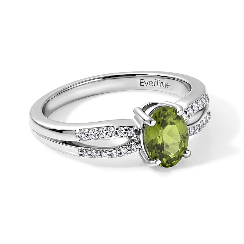 EverTrue Hebei Peridot and Moissanite 1.90 ctw Ring in Platinum Bond (Size 8.0)