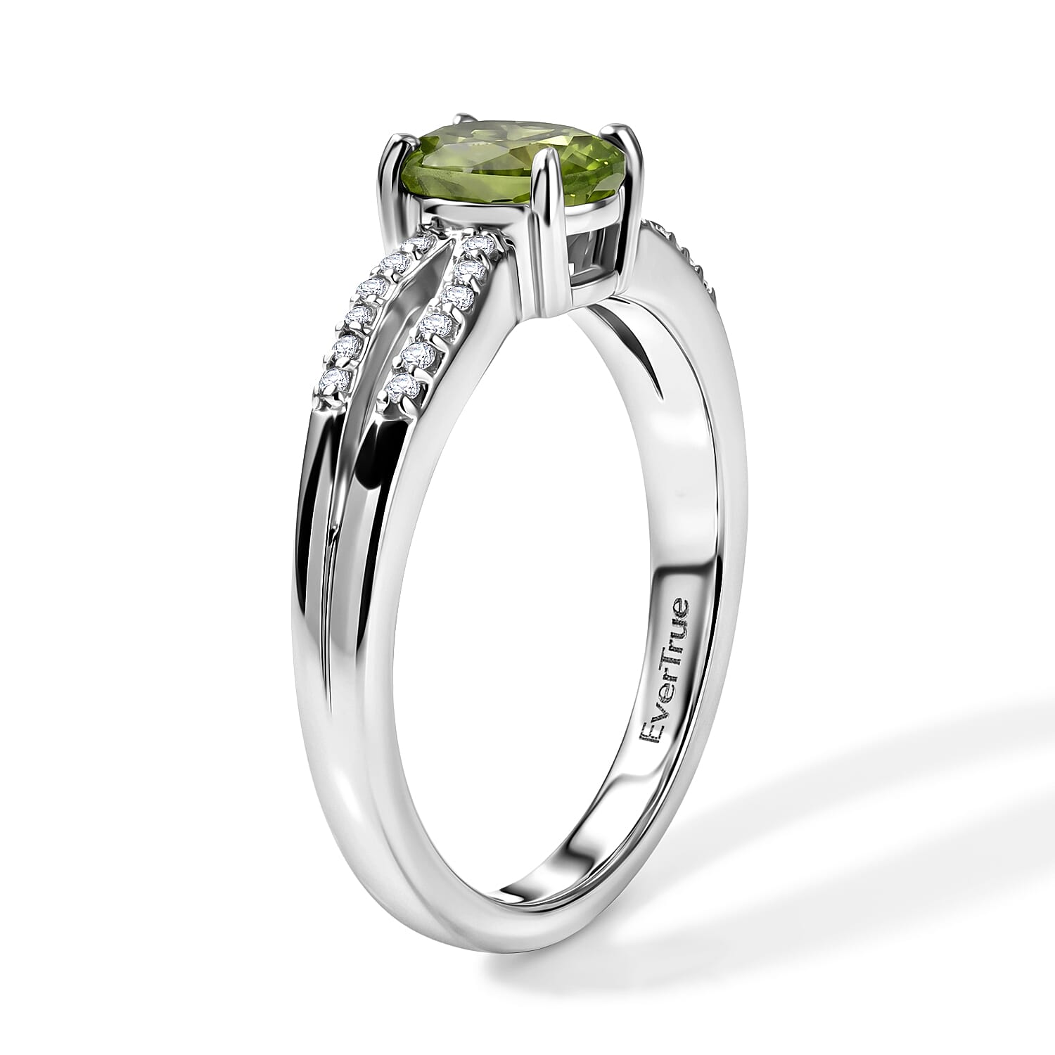 EverTrue Hebei Peridot and Moissanite 1.90 ctw Ring in Platinum Bond (Size 8.0)