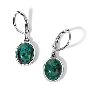 EverTrue Australian Chrysocolla 6.50 ctw Earrings in Platinum Bond
