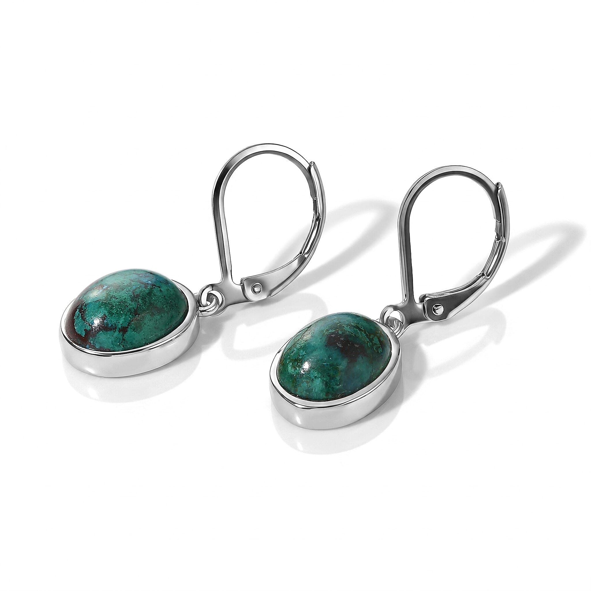 EverTrue Australian Chrysocolla 6.50 ctw Earrings in Platinum Bond