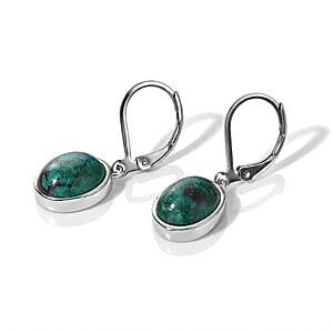 EverTrue Australian Chrysocolla 6.50 ctw Earrings in Platinum Bond