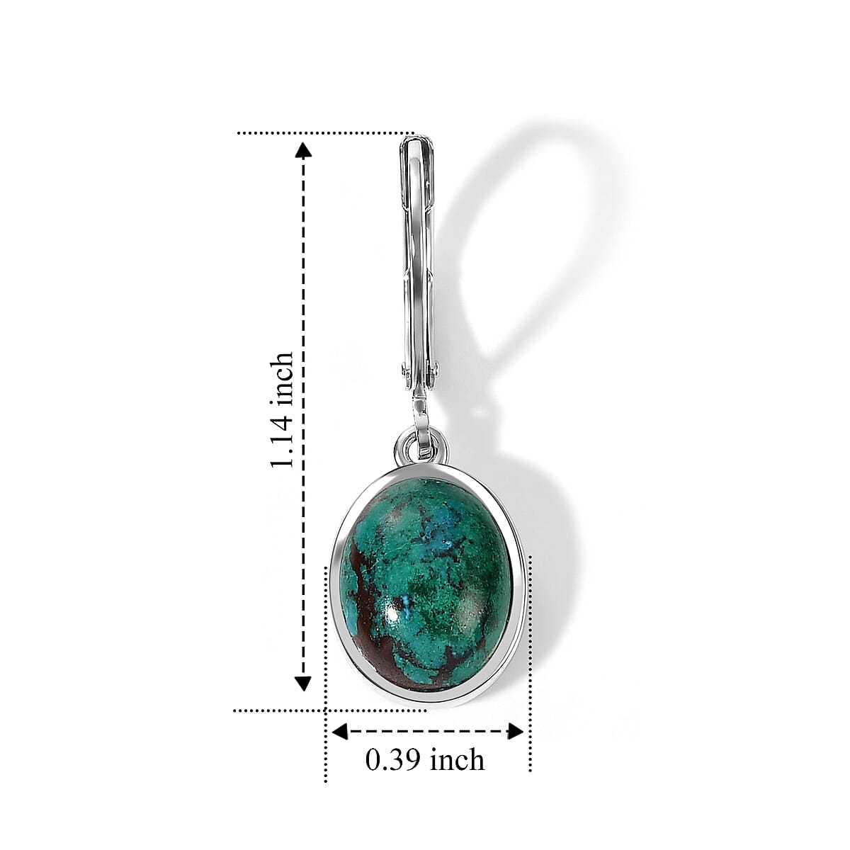 EverTrue Australian Chrysocolla 6.50 ctw Earrings in Platinum Bond image number 2